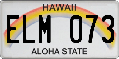 HI license plate ELM073