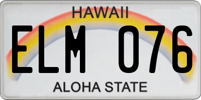HI license plate ELM076