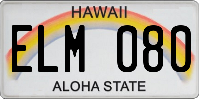 HI license plate ELM080