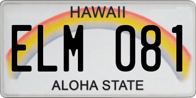 HI license plate ELM081