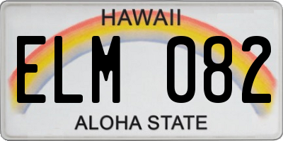 HI license plate ELM082