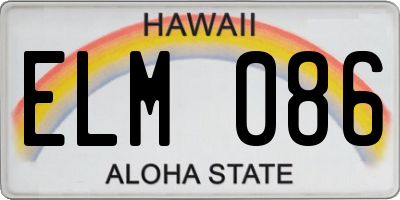 HI license plate ELM086