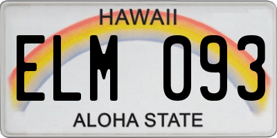 HI license plate ELM093
