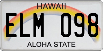 HI license plate ELM098
