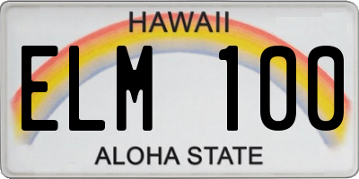 HI license plate ELM100