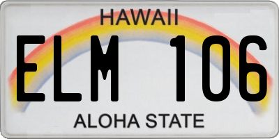 HI license plate ELM106