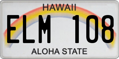 HI license plate ELM108