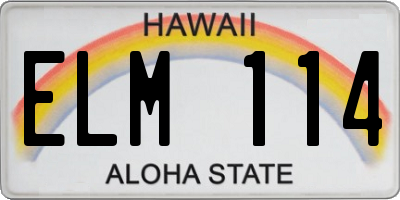 HI license plate ELM114