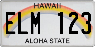 HI license plate ELM123