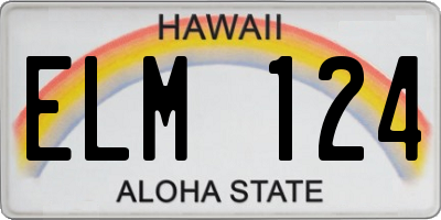 HI license plate ELM124