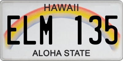HI license plate ELM135