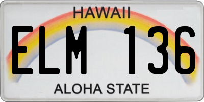 HI license plate ELM136