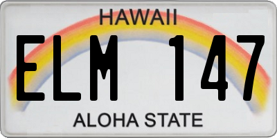 HI license plate ELM147
