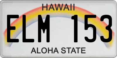 HI license plate ELM153