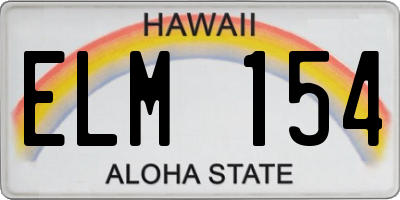 HI license plate ELM154