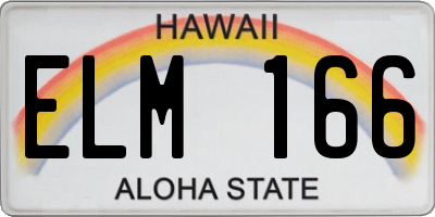 HI license plate ELM166