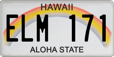 HI license plate ELM171