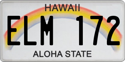 HI license plate ELM172