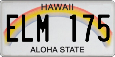 HI license plate ELM175