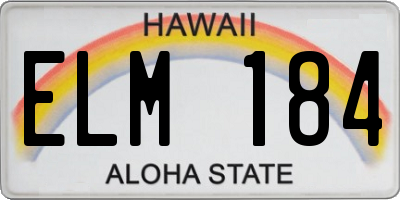 HI license plate ELM184