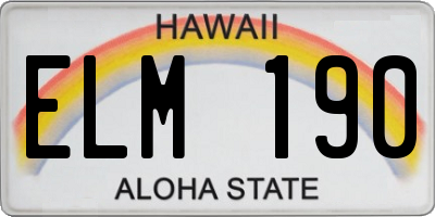 HI license plate ELM190