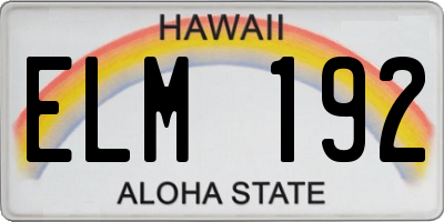 HI license plate ELM192