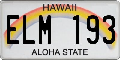 HI license plate ELM193