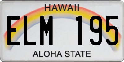 HI license plate ELM195