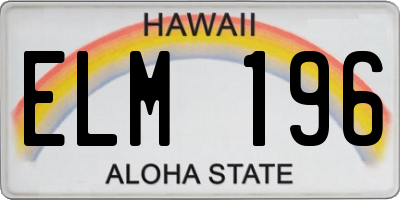 HI license plate ELM196