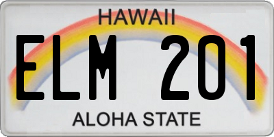 HI license plate ELM201