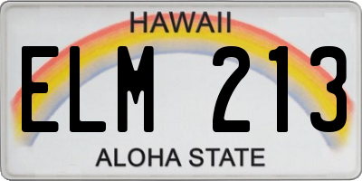 HI license plate ELM213