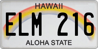 HI license plate ELM216