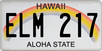 HI license plate ELM217