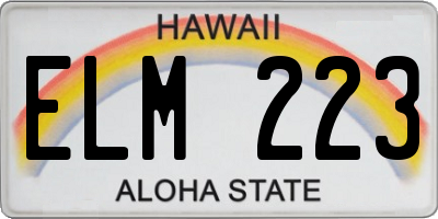 HI license plate ELM223