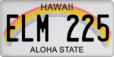 HI license plate ELM225