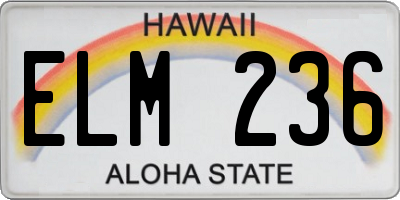 HI license plate ELM236