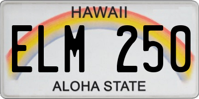 HI license plate ELM250