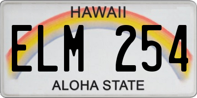 HI license plate ELM254