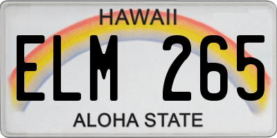 HI license plate ELM265