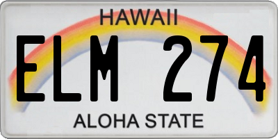 HI license plate ELM274