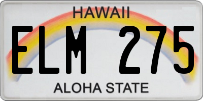 HI license plate ELM275