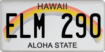 HI license plate ELM290
