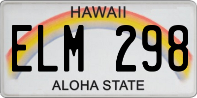 HI license plate ELM298