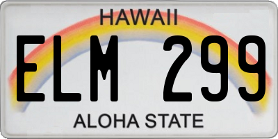 HI license plate ELM299