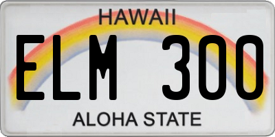 HI license plate ELM300