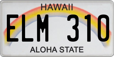 HI license plate ELM310