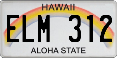 HI license plate ELM312