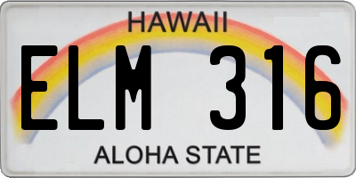HI license plate ELM316
