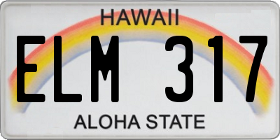HI license plate ELM317