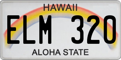 HI license plate ELM320